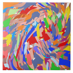 Blauw rood groen Roos Gold Abstract design Tegeltje