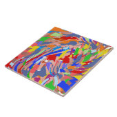 Blauw rood groen Roos Gold Abstract design Tegeltje (Zijkant)
