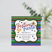 Blauw Rood Groen Sarape Cinco de Mayo Uitnodiging (Staand voorkant)