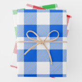 Blauw rood/groen/wit buffelpatroon inpakpapier vel (In situ)