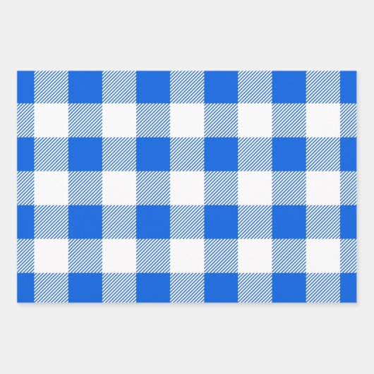 Blauw rood/groen/wit buffelpatroon inpakpapier vel (Voorkant)