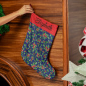 Blauw rood groene hulst bladeren, bessen aangepast grote kerstsok