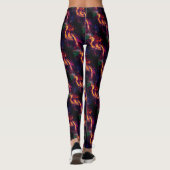Blauw + Rood Hete Vuur Kunst Paar Aangepaste Moder Leggings (Achterkant)
