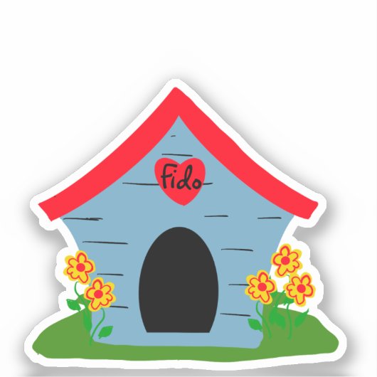 Blauw Rood Hondenhok sticker (Voorkant)