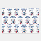 Blauw Rood Honkbal Kinderen Verjaardagsfoto Inpakpapier Vel (Voorkant)