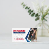 Blauw & Rood Huis Schoonmaak Kantoor Schoonmaak Ma Visitekaartje (Staand voorkant)