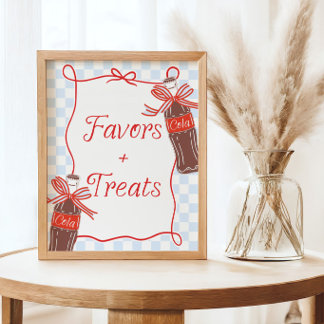 Blauw & Rood Klaar om Retro Frisdrank Babyborrel t Poster