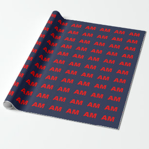 Blauw Rood Kleuren Monogram Initiaal Letters Cadeaupapier