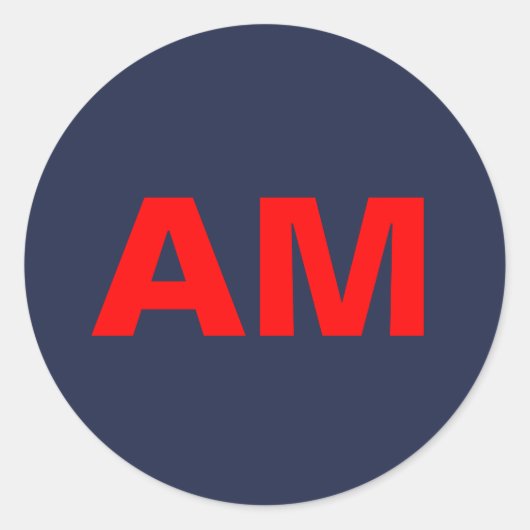 Blauw Rood Kleuren Monogram Initiaal Letters Ronde Sticker (Voorkant)