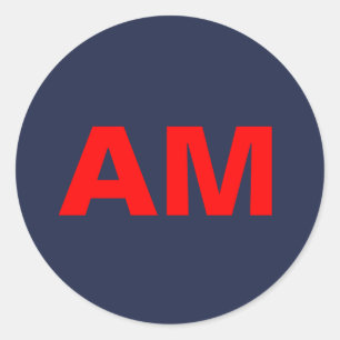 Blauw Rood Kleuren Monogram Initiaal Letters Ronde Sticker