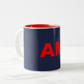 Blauw Rood Kleuren Monogram Initiaal Letters Tweekleurige Koffiemok (Voorkant links)