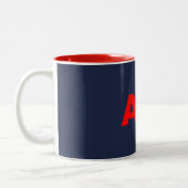 Blauw Rood Kleuren Monogram Initiaal Letters Tweekleurige Koffiemok (Links)