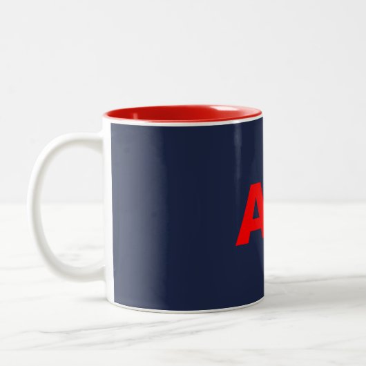 Blauw Rood Kleuren Monogram Initiaal Letters Tweekleurige Koffiemok (Links)