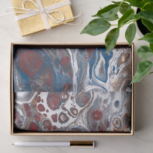 Blauw rood koper, wit, Abstract ontkoppelingspagin Tissuepapier (Geschenk)