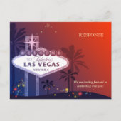 Blauw & Rood Las Vegas Bruiloft RSVP Uitnodiging Briefkaart (Voorkant)