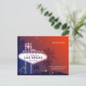 Blauw & Rood Las Vegas Bruiloft RSVP Uitnodiging Briefkaart (Staand voorkant)