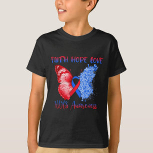 Blauw Rood Lint Vlinder Geloof Hoop Liefde Hoop Aw T-shirt
