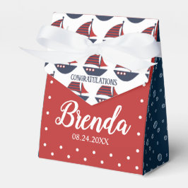 Blauw & Rood Maritieme Baby Shower 7,62cm b x 3,81 Bedankdoosjes