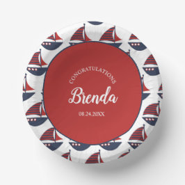 Blauw & Rood Maritieme Baby Shower Papieren Kommen
