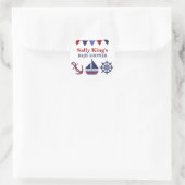 Blauw & Rood Maritieme Baby Shower Sticker (Tas)