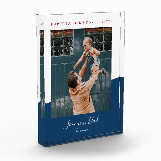 Blauw & Rood | Modern Vaderdag Fotocadeau Fotoblokken (Links)