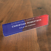 Blauw Rood Moderne Eenvoudige Eenvoudige Zaken Naambordje (Zijkant)