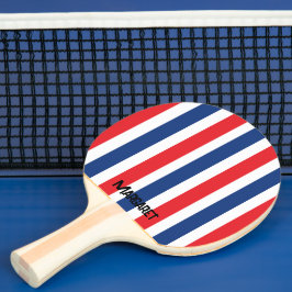 Blauw & rood Monogram naam Ping Pong Bat Tafeltennisbatje