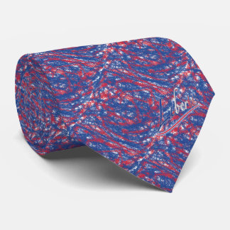 Blauw/Rood Mozaïek Stropdas