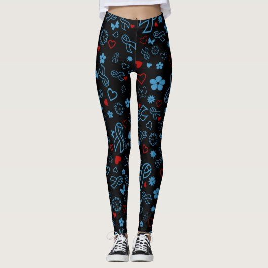 Blauw/rood Multi...Diabetes Leggings (Voorkant)