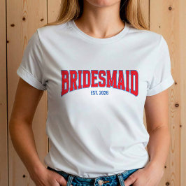 Blauw + Rood Nep Glitter BRIDESMAID Bachelorette T-shirt