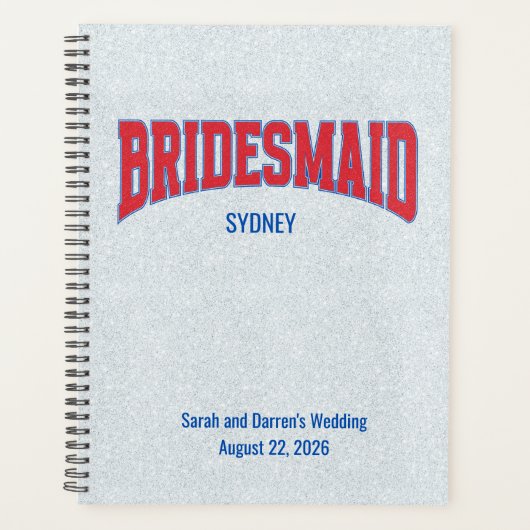 Blauw + Rood Nep Glitter BRUIDSJUFFER Bachelorette Planner (Voorkant)