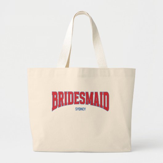 Blauw + Rood Nep Glitters BRIDESMEISJE Bachelorett Grote Tote Bag (Voorkant)
