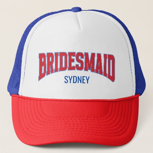Blauw + Rood Nep Glitters BRUIDSJUFFER Hen Party Trucker Pet (Voorkant)