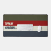 Blauw Rood & Olijfbruin Streepjespatroon Bureaumat (Keyboard & Muis)