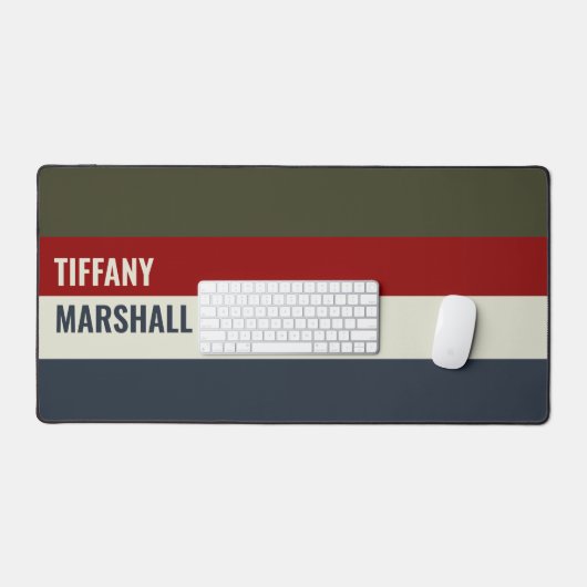 Blauw Rood & Olijfbruin Streepjespatroon Bureaumat (Keyboard & Muis)