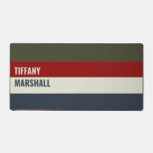 Blauw Rood & Olijfbruin Streepjespatroon Bureaumat (Voorkant)