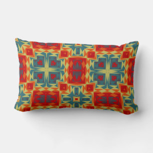 Blauw, rood, Oranje en geel geometrisch Kussen