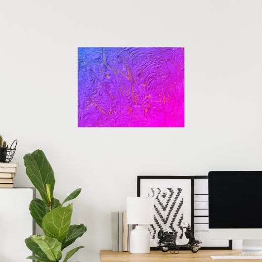 Blauw rood Paars roze geel Trendy Abstract Poster (Thuiskantoor)