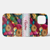 Blauw, rood, paarse 3D-lijst, diamantbloemen op ma Case-Mate iPhone Case (Achterkant (horizontaal))