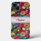 Blauw, rood, paarse 3D-lijst, diamantbloemen op ma Case-Mate iPhone Case (Achterkant)