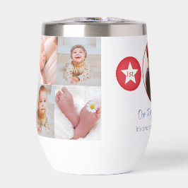 Blauw Rood Papa Schattige Fotocollage Eerste Vader