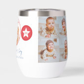 Blauw Rood Papa Schattige Fotocollage Eerste Vader (Achterkant)