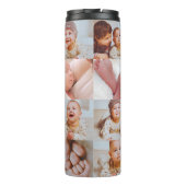 Blauw Rood Papa Schattige Fotocollage Eerste Vader Thermosbeker (Achterkant)