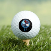 BLAUW ROOD PATCHWORK BLOEMVORM MONOGRAM INITIALEN GOLFBALLEN (Insitu Shirt)
