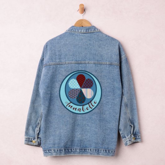 BLAUW ROOD PATCHWORK GESTILEERDE BLOEMVORM ART NAM DENIM JACKET (Hangar)