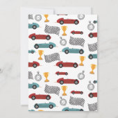 Blauw Rood Race Snelle Retro Racing Auto's Verjaar Kaart (Achterkant)