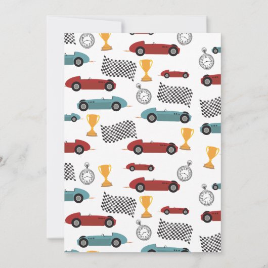 Blauw Rood Race Snelle Retro Racing Auto's Verjaar Kaart (Achterkant)