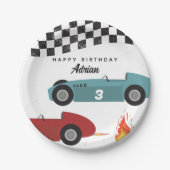 Blauw Rood Race Snelle Retro Racing Auto's Verjaar Papieren Bordje (Voorkant)