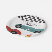Blauw Rood Race Snelle Retro Racing Auto's Verjaar Papieren Bordje (Gekanteld)