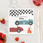 Blauw Rood Race Snelle Retro Racing Auto's Verjaar Servet (Insitu)